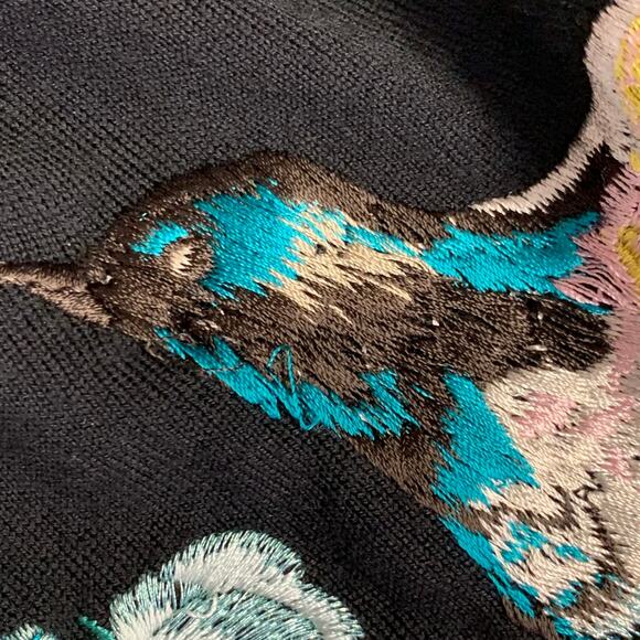 ALEXANDER MCQUEEN S Black Wool Jersey Embroidered Asymmetrical T-Shirt Dress - Picture 8 of 8